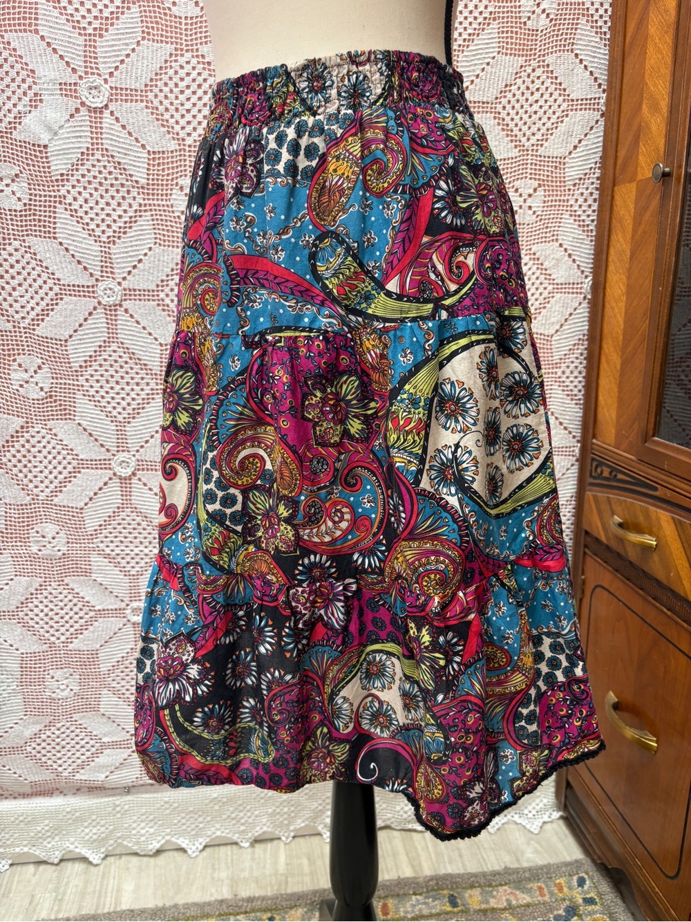 Vintage Della Spiga Italy | Colourful Patterned Cotton Skirt
